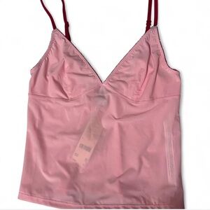 BDG Urban Outfitters pink mesh cami top with red trim